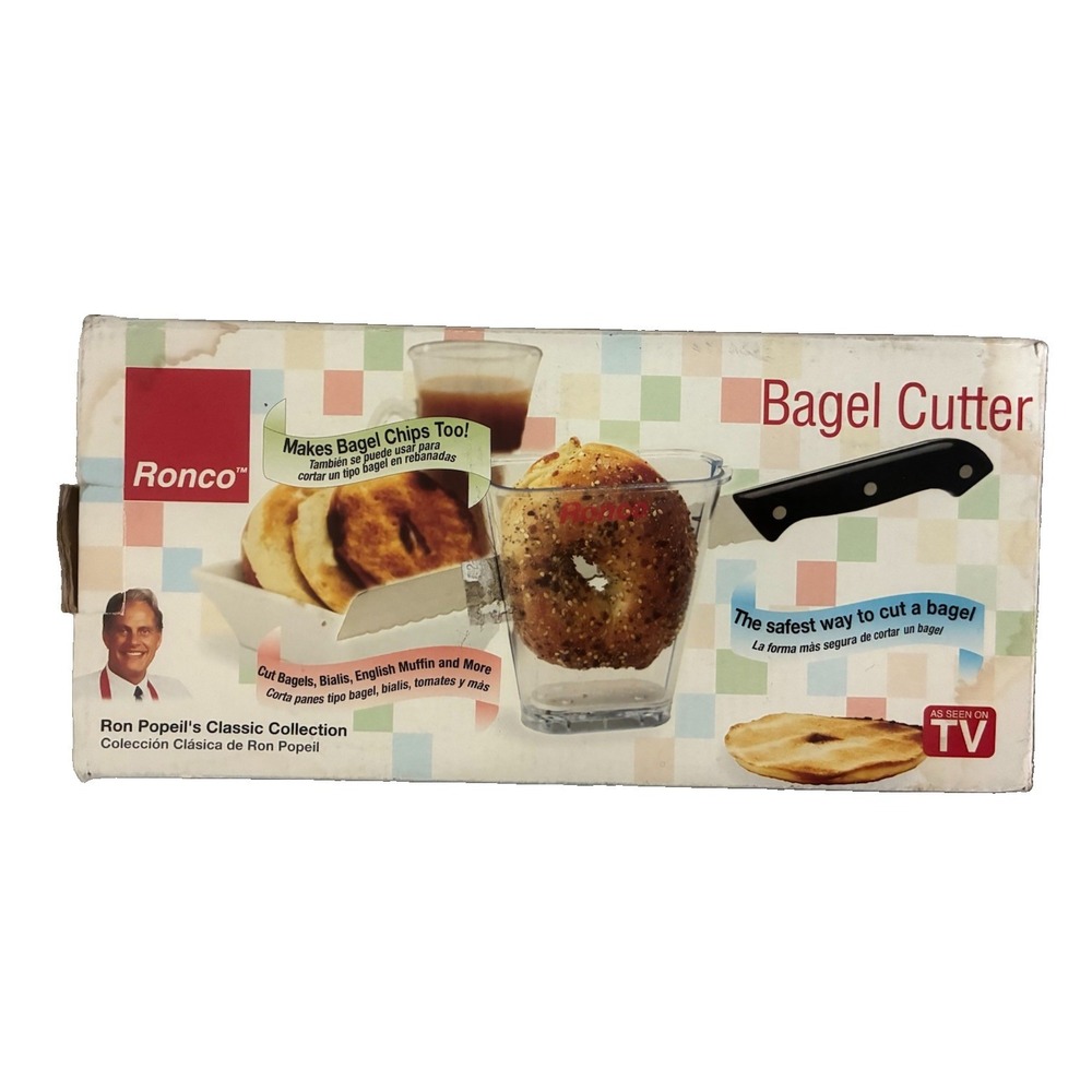 Vintage Ron Popeil Ronco Bagel Cutter With Instructions NEW *box damage